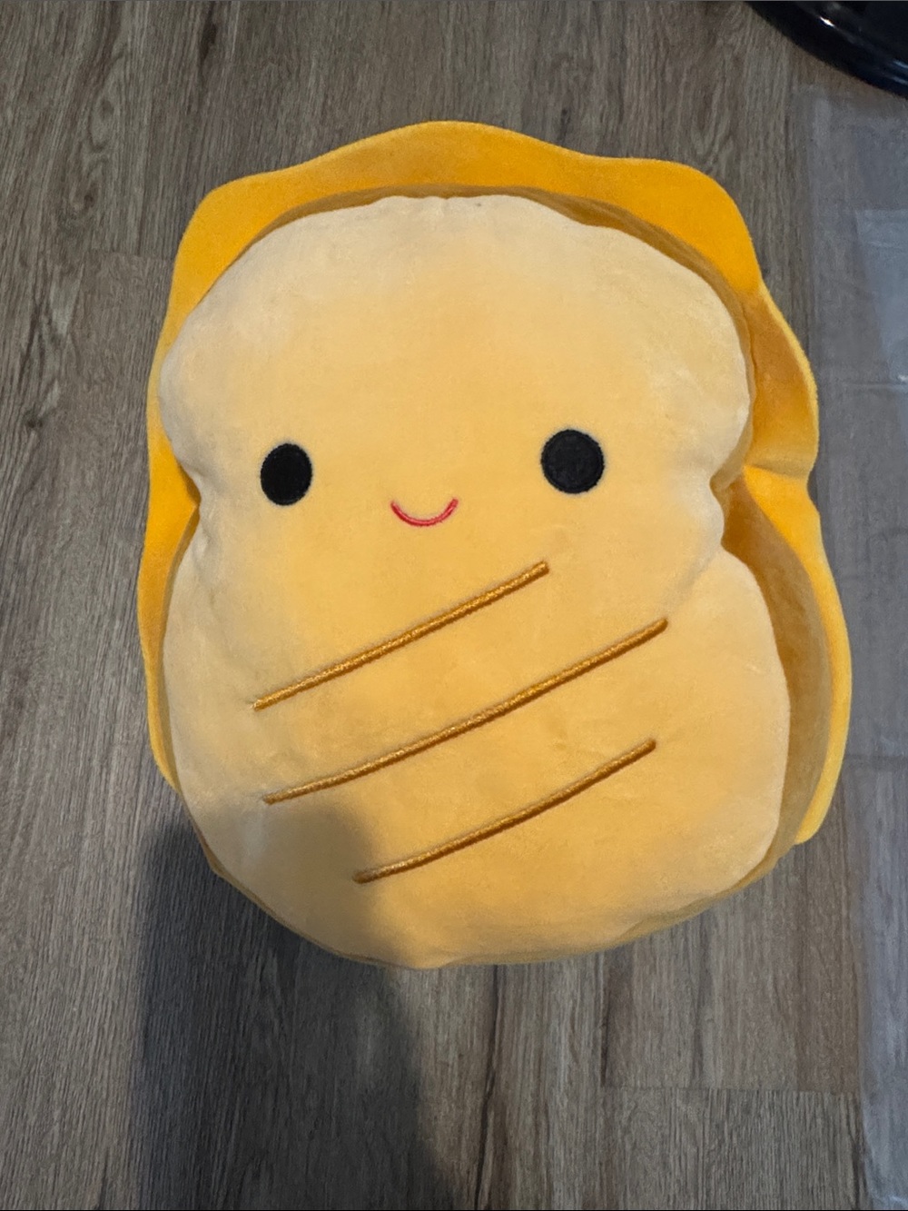 Squishmallows Yellow Snack Toast Plush with Smiling Face